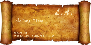 Lőwy Alex névjegykártya